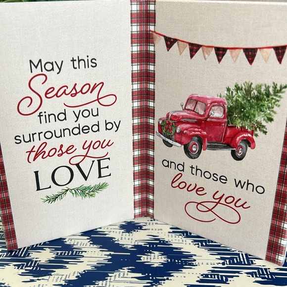 NEW! Christmas Winter Farmhouse Holiday Truck Hauling Tree Wood Card Sign - Picture 6 of 10